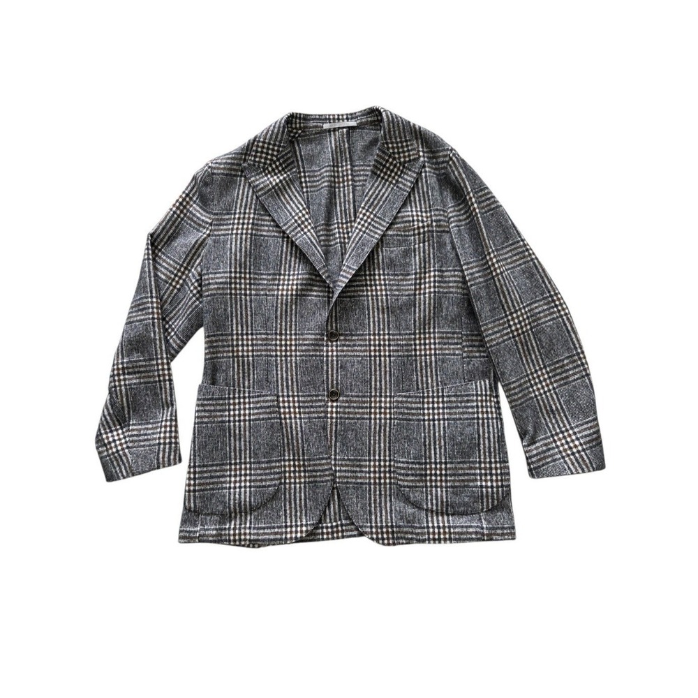 Eleventy Platinum Soft Jacket Silk Alpaca Wool Plaid Blazer 42 Italy Luxury